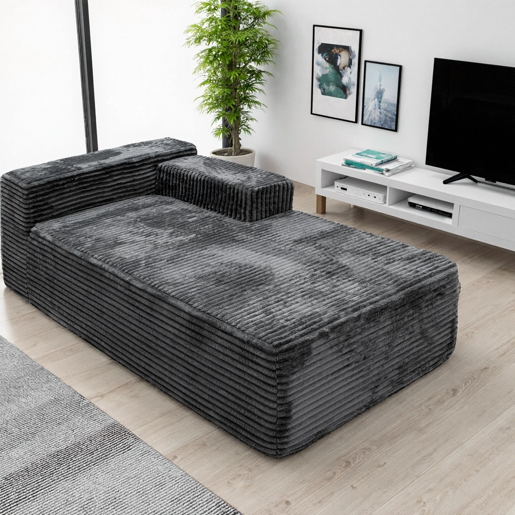 Modular Sectional Sofa Plush Corduroy Fabric Comfortable Chaise Lounge Couch SP-009A-GREY-TR-W3819P448426