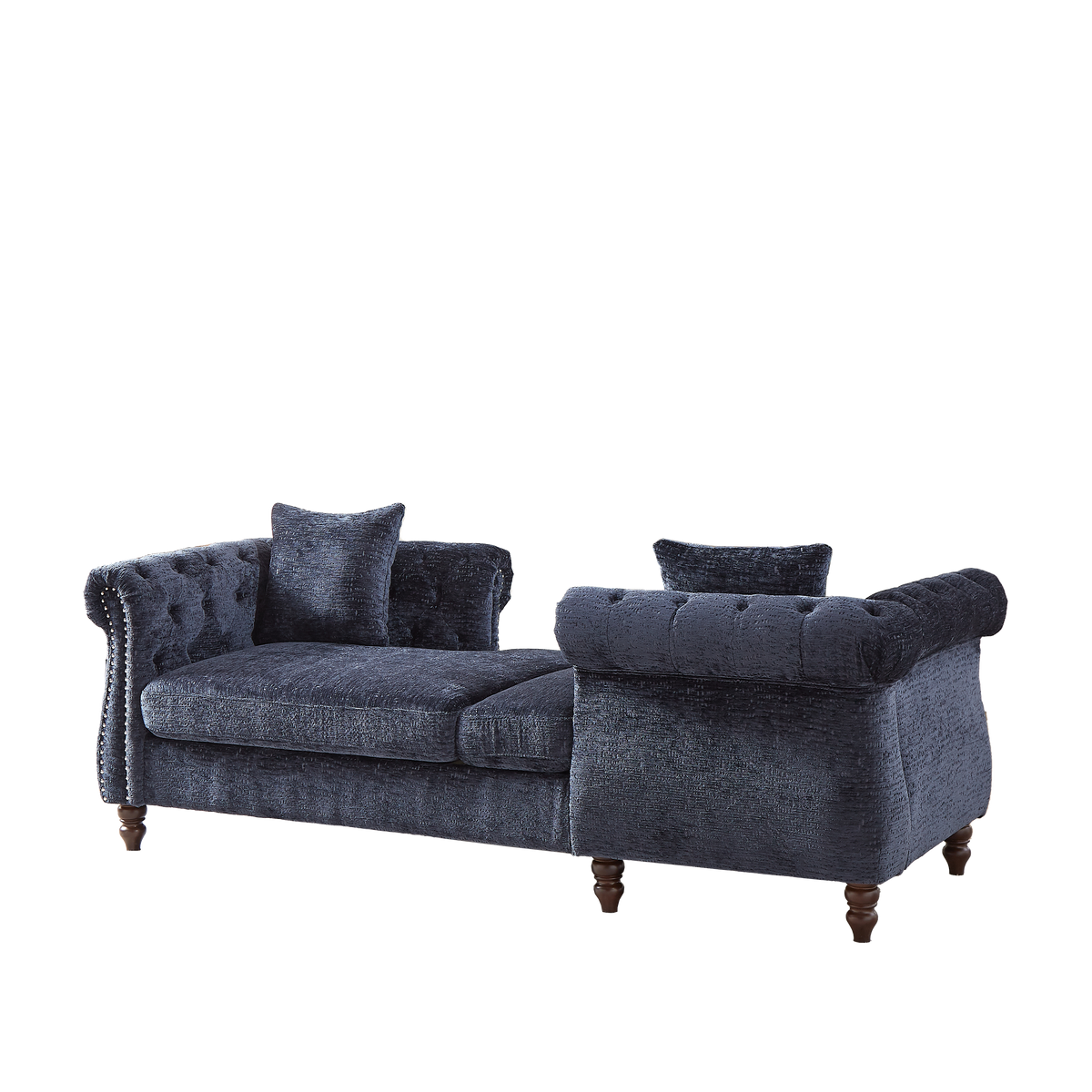 81-inch Chenille Face-to-face Chaise Lounge with Two Pillows,Nailhead trim,Button Tufted Design and Rolled Arms for Lounge, Living room and Office W834S00317-djyc