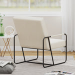 Modern Metal Framed Armchair with Beige Technical Leather, Stylish & Comfortable Indoor Lounge Accent Chair for Living Room, Office,Bedroom W1669P197989-djyc