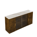 Modern Wooden Side Cabinets with Glass Doors for Dust-Free Display & Storage: Perfect for Living, Dining Rooms & Beyond W1278S00037-djyc