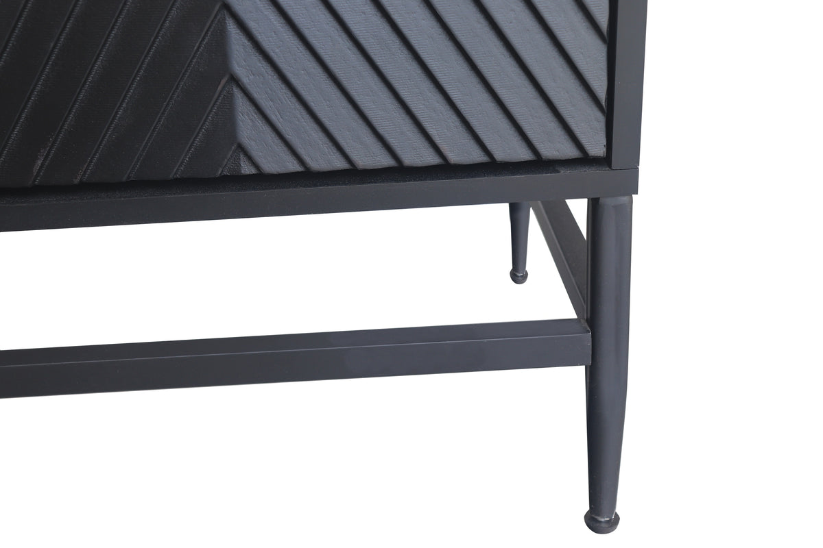 Accent Black Lacquered 4 Door Wooden Cabinet Sideboard Buffet Server Cabinet Storage Cabinet, for Living Room, Entryway, Hallway, Office, Kitchen and Dining Room W1435133315-djyc