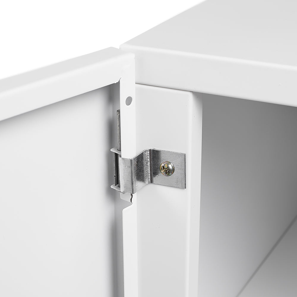 Metal Printer Stand with Storage Mobile Printer Tables for Small Spaces with Door Adjustable Shelf File Cabinet on Wheels for Home Office (White) W1247110443-djyc