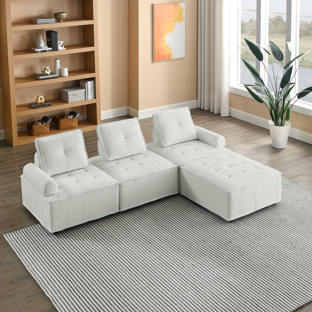 L-Shape Modular Sectional Sofa, DIY Combination, Chenille W487S00185-djyc