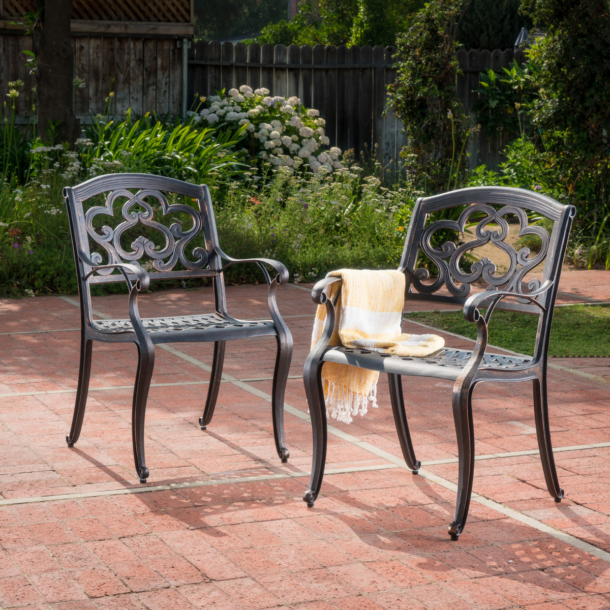 Cast Aluminum Dining Chairs – Patina Copper, Cloud Design, Rust-Resistant, Set of 2(set of 2) 60096.00SCOP-djyc