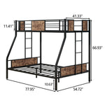 Twin Over Full Metal Bunk Bed, Heavy Duty Metal Bed Frame with Safety Rail , 2 Side Ladders & Decorative Wood ,No Box Spring Needed W840126707-djyc
