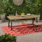 Outdoor Acacia Wood Dining Table,Grey/Rustic Metal 65539.00GRY-djyc