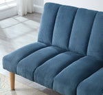 Corduroy fabric, wooden legs convertible sofa bed (Color:Blue) W1669P156117-djyc
