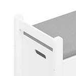 Kids Toy Box Chest, White Rubber Wood Toy Box for Boys Girls, Large Storage Cabinet with Cushion Seat Bench/Flip-Top Lid/Safety Hinge, Toy Storage Organizer Trunk for Nursery, Playroom W808P166755-djyc