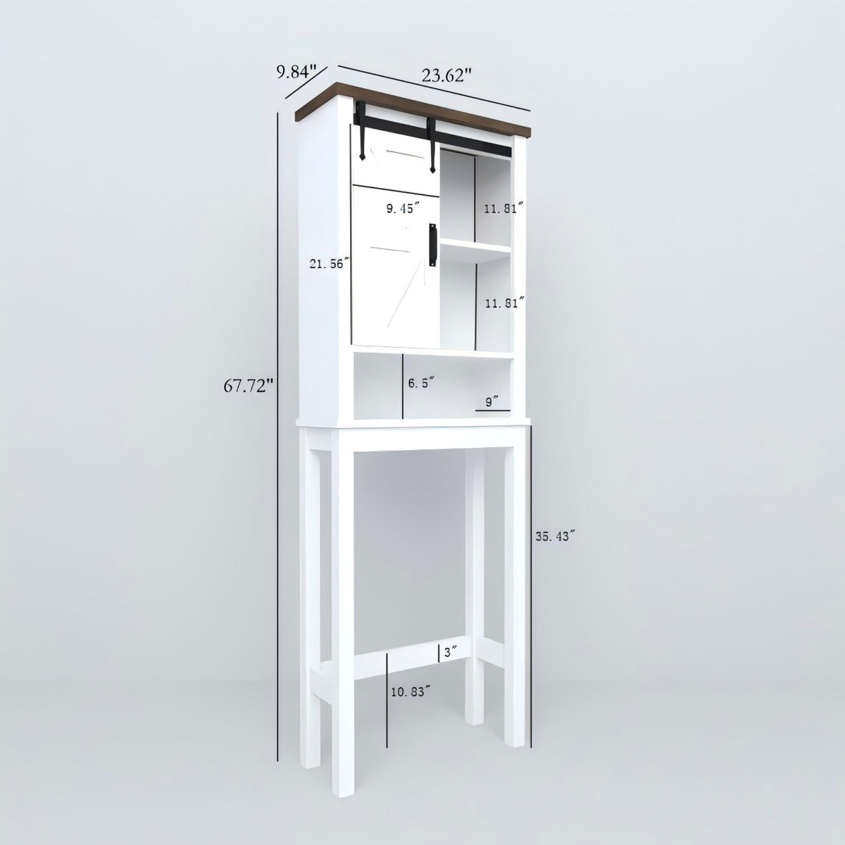 Over The Toilet Storage Cabinet, Farmhouse Above Toilet Storage Cabinet with Adjustable Shelves & Sliding Barn Doors, Organizers Over Toilet for Bathroom, Living Room, White W1347P183703-djyc