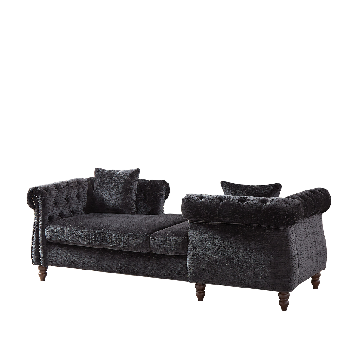 81-inch Chenille Face-to-face Chaise Lounge with Two Pillows,Nailhead trim,Button Tufted Design and Rolled Arms for Lounge, Living room and Office W834S00319-djyc