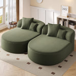 Modern Chaise Lounge Sofa Boneless CouchSofa Bed Compression Sofa Couch with Two Supportive Pillows for Living Room, Green-N719S002370F