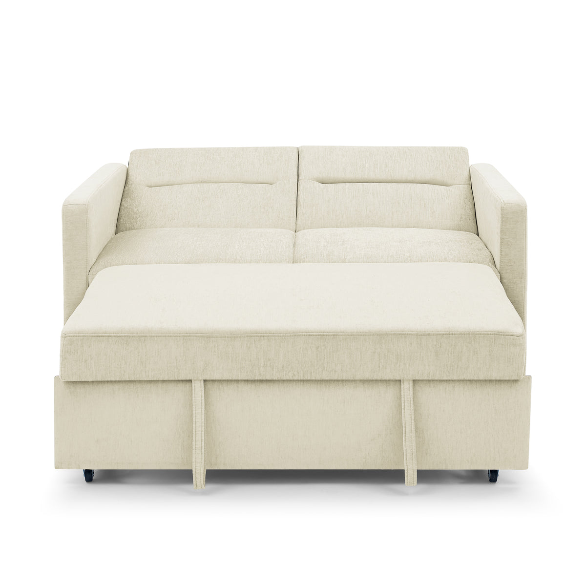 Loveseats Sofa Bed with Pull-out Bed,Adjsutable Back and Two Arm Pocket,Beige (54.5"x33"x31.5") W48766863-djyc