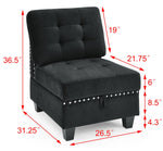 U shape Modular Sectional Sofa,DIY Combination,includes Four Single Chair and Two Corner,Black Velvet. W487S00062-djyc