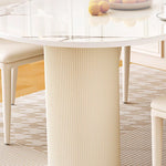 Elegant Glossy White Sintered Stone Table with Laminated Wood Finish hglna-1463