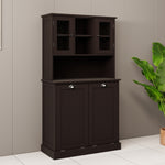 Two-Compartment Tilt-Out Dirty Laundry Basket Tall Bathroom Cabinet with 2 Adjustable Shelves-Black W1120S00002-djyc