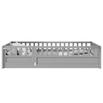 Twin Size Floor bed, integral construction with super high security barrier, door, children's floor bed frame, Montessori wooden children's floor bed,Grey W1858P164928-djyc