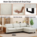 SOFA The best choice products upholstered sectional sofa for families, apartments, dormitories, award rooms, compact space with chaise longue, 3 seats, L-shaped design,off-white W1793S00004-djyc