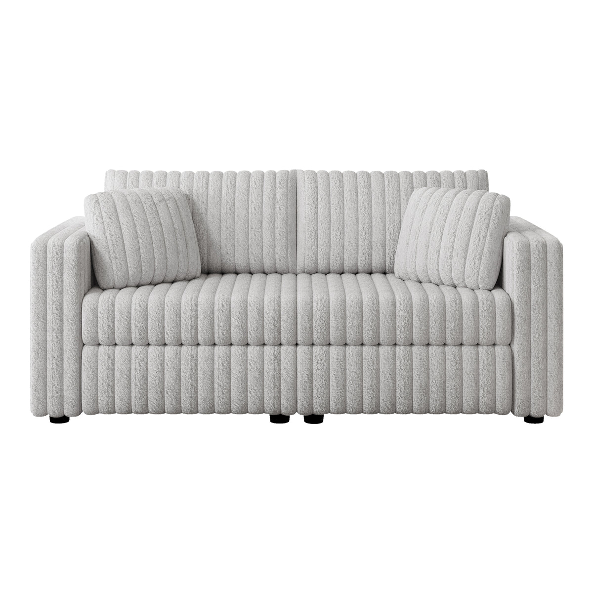 75.6" Soft Rabbit Plush Modular 2-person Sofa - Highly Comfortable with Distinctive Design. Perfect for Bedroom & Living Room. Light gray. Modern & Plush Furniture Choice. W1767S00007-djyc