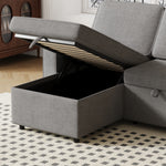 85.8" Pull Out Sleeper Sofa L-Shaped Couch Convertible Sofa Bed with Storage Chaise And Storage Racks,With USB Port And T-pyce Port W834S00268-djyc