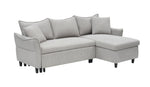 This 80-inch gray corduroy L-shaped sofa comes with two small throw pillows that can be converted into a sofa bed for storage W1278S00027-djyc