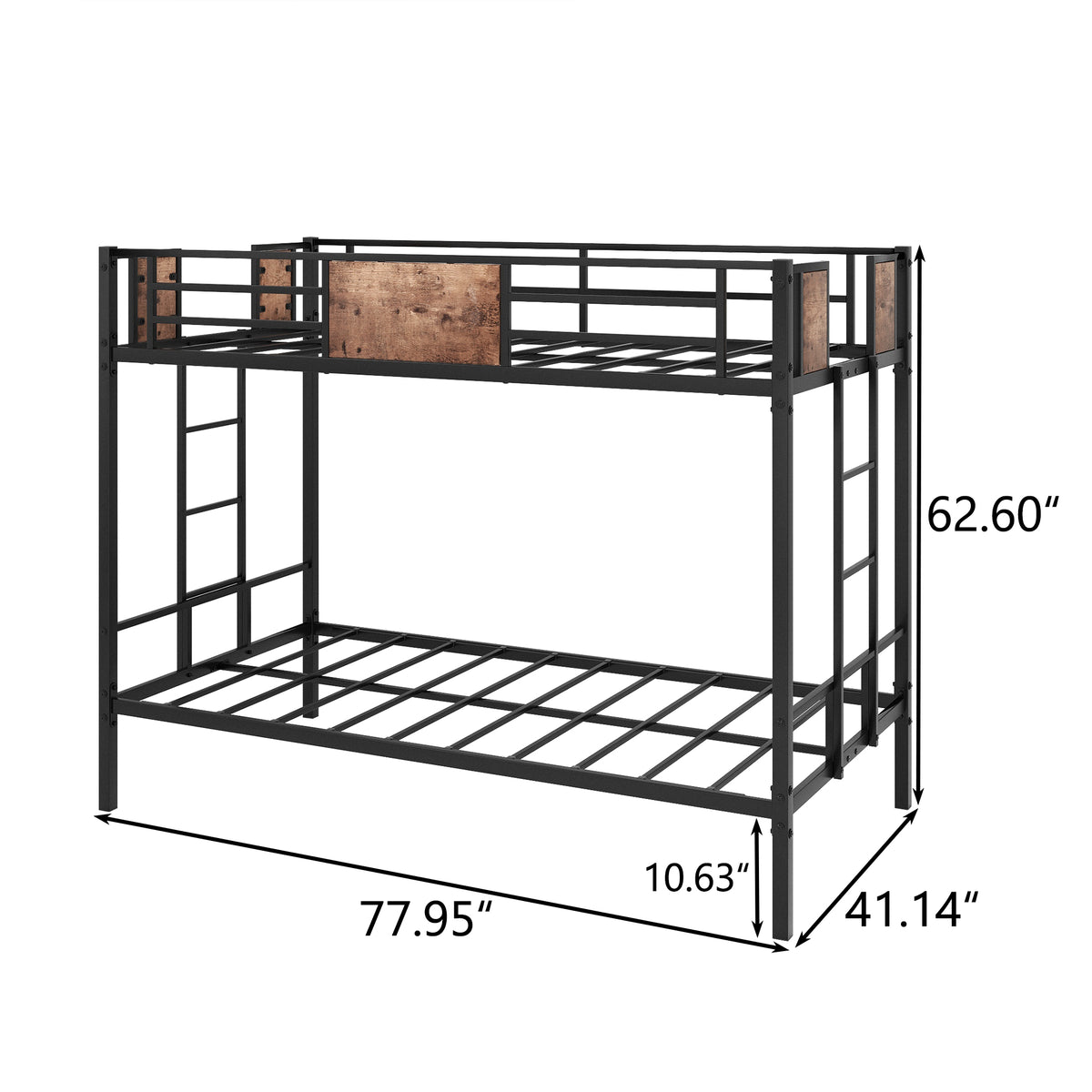 Twin Over Twin Size Metal Bunk Bed Black W84083686-djyc