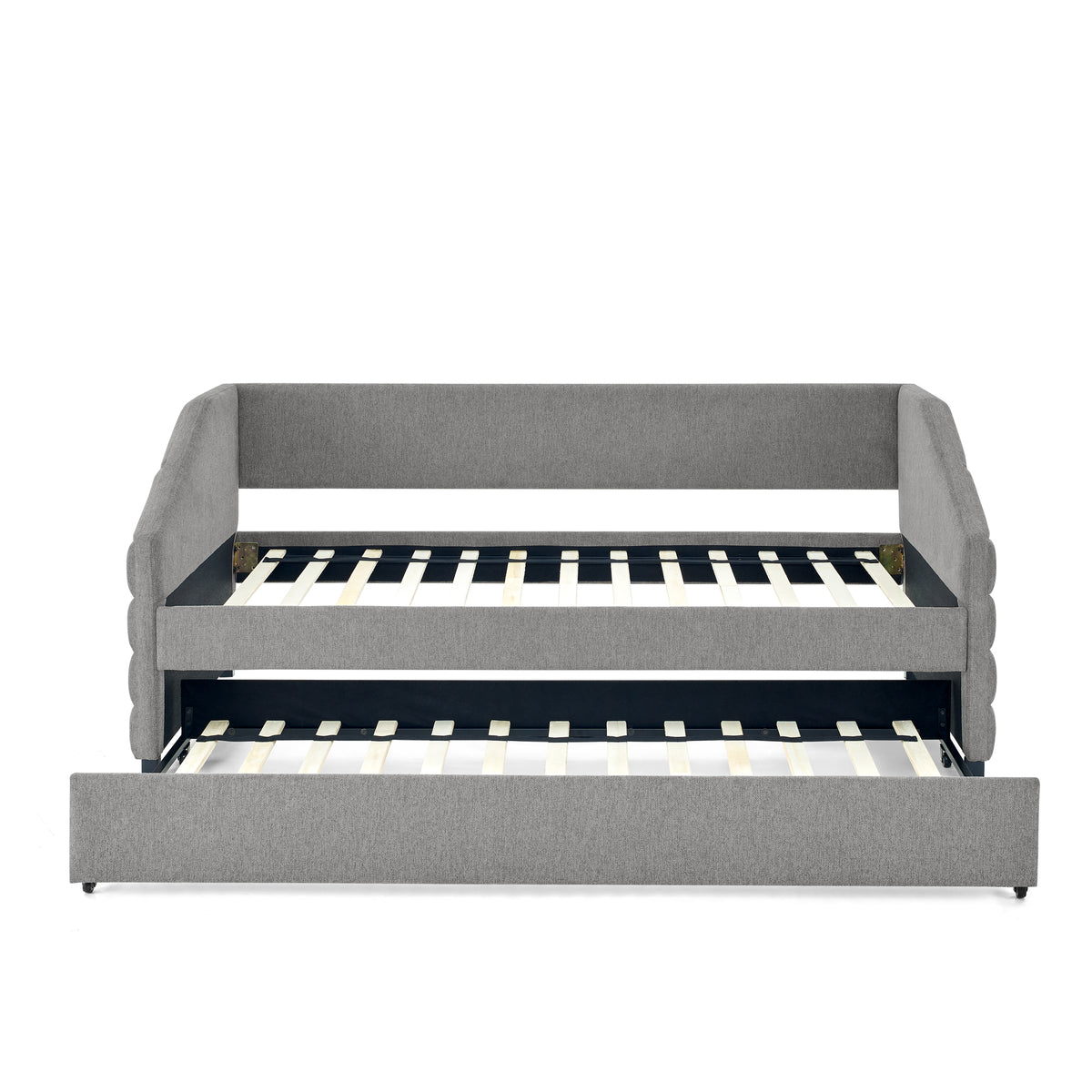 Twin Size Daybed with Trundle Upholstered Tufted Sofa Bed, Linen Fabric, Grey (82.5"x42.5"x34") W487S00173-djyc