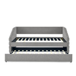 Twin Size Daybed with Trundle Upholstered Tufted Sofa Bed, Linen Fabric, Grey (82.5"x42.5"x34") W487S00173-djyc