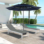 Aluminium 10ft 3 Tier Auto-tilt Umbrella ,Outdoor Patio Umbrella - Market Table Pool Deck Umbrella (Base Not Included) - (Navy blue ) W640P234558-djyc