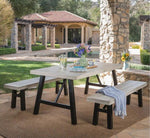Rustic Acacia Wood Arlington Dining Set with Slat Panel Design 56701.00LGBLK-56702.00LGBLK-djyc