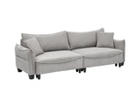 Sofa with Grey Corduroy Fabric, Convertible to Sofa Bed with Two Throw Pillows: Perfect for Living Rooms & Versatile Spaces W1278S00041-djyc