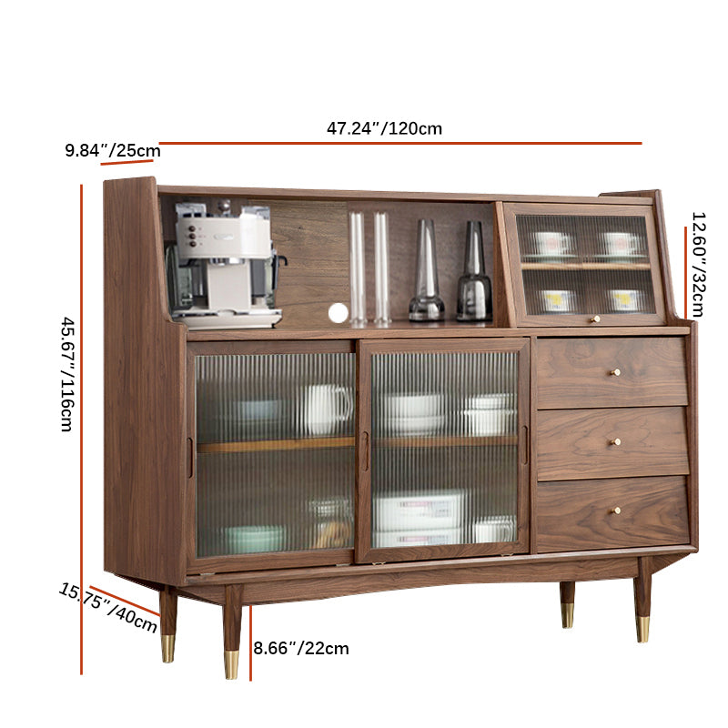 Vintage-Style Solid Wood Glass Cabinet with Sleek Modern Design fyf-2244