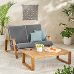 Contemporary Acacia Wood Adirondack Loveseat & Coffee Table Set – Weather-Resistant Cushions, Stylish Outdoor Seating 68611.00DGRY-djyc