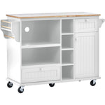 Kitchen Island Cart with Storage Cabinet and Two Locking Wheels,Solid wood desktop,Microwave cabinet,Floor Standing Buffet Server Sideboard for Kitchen Room,Dining Room,, Bathroom(White) WF296670AAW-djyc