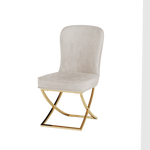 Dining Chair Set of 4, Beige velvet Backrest and golden Metal legs.For Modern Kitchen Dining Room Chair for Kitchen Living Modern decorative Leisure chairs.Office chairs y-2009 W1727S00010-djyc