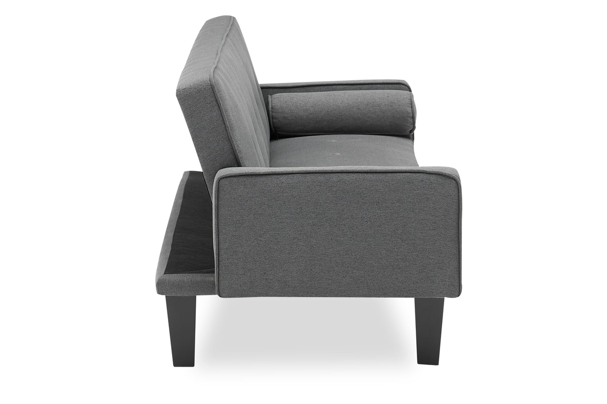 Sofa with Dual Functionality: 72" Dark Grey Cotton Linen Convertible Sofa Bed Including Two Bonus Pillows, Ideal for Family Living Rooms W127843493-djyc