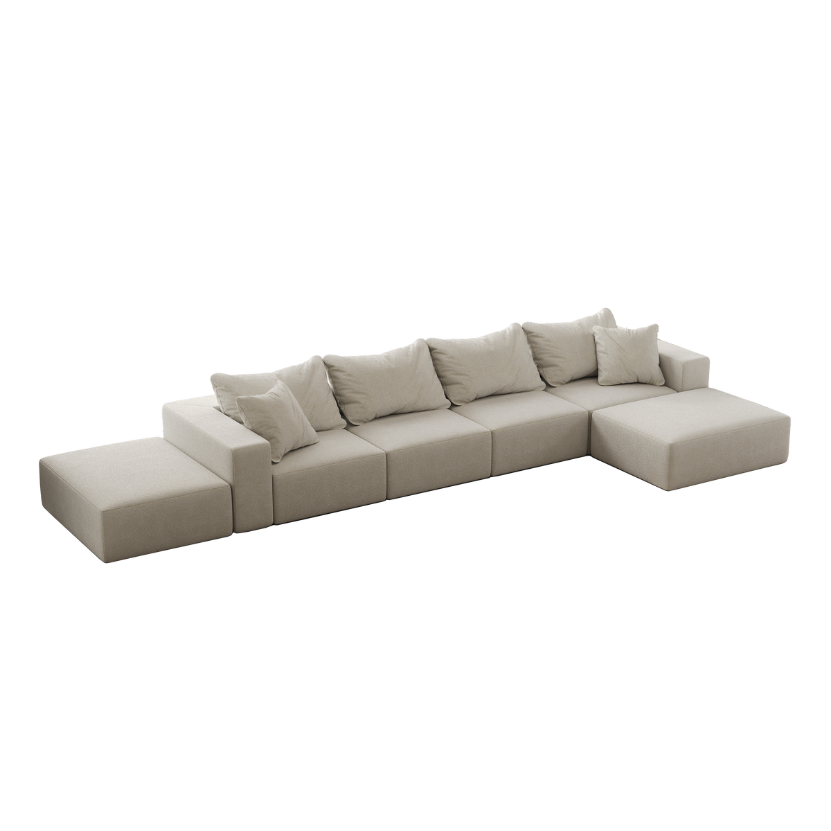 Oversized sponge cloud sofa,Modern Upholstered Sectional Sofa Couch Set,Modular 162" L Shaped Sectional Living Room Sofa Set With 6 Pillows,Free Combination Sofa Couch for Living Room,Bedroom W834S00324-djyc