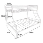 Heavy Duty Twin-Over-Full Metal Bunk Bed, Easy Assembly with Enhanced Upper-Level Guardrail, White W84041890-djyc