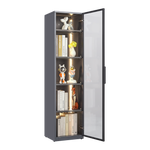 Single Glass Door Metal Storage Cabinet for Storing Photo Frames, Models, Handicrafts Display Cabinets with Removable Dividers and LED Light Strips, Suitable for Living Room, Study, and other places. W2385P152326-djyc