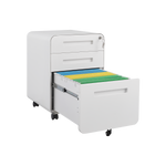 3 Drawer Mobile File Cabinet Under Desk Office,Simple Style Versatile Storage Cabinet for Legal/Letter/A4 Files, 5 Wheel Design Anti-Tilting Cold Rolled Steel Waterproof Moisture-Proof White W1247P145905-djyc