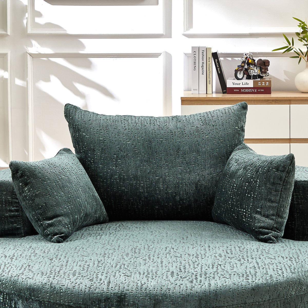 55''L Chenille Sponge single sofa,No Assembly Required,Fluffy Modern Sleeper Chair for Living room, Bedroom, Lounge and Projection Room(Not a swivel chair.) W834P221025-djyc