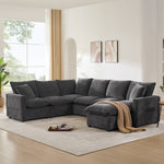110*86' Modern U Shape Modular Sofa, 7 Seat Chenille Sectional Couch Set with 2 Pillows Included, Freely Combinable Indoor Funiture for Living Room, Apartment, Office, 2 Colors GS109016AAB-djyc
