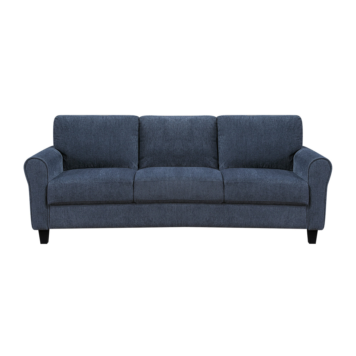 Contemporary 3-Seater Sofa Plush Foam Padded Blue Chenille Upholstered Pochet Coils Living Room Furniture 1pc-B011P474397