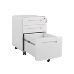 3 Drawer Mobile File Cabinet Under Desk Office,Simple Style Versatile Storage Cabinet for Legal/Letter/A4 Files, 5 Wheel Design Anti-Tilting Cold Rolled Steel Waterproof Moisture-Proof White W1247P145905-djyc