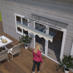 5934W Series Door Window Awning Canopy W59'xD34' Made of 0.137Inch /3.5mm Thick Virtually Crystal Solid Polycarbonate Sheet with Polyester Valance for Wooden House. W2205P179824-djyc