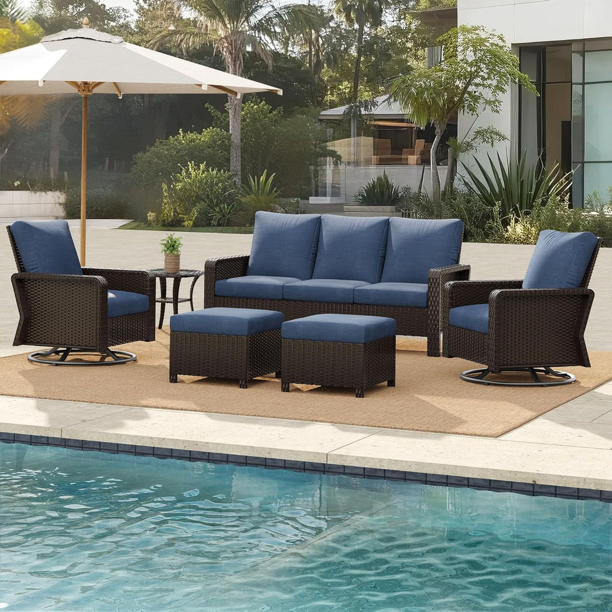 TL A three-seater sofa + two swivel chairs + two footstools + a side table(Link 2)-W5382S00017