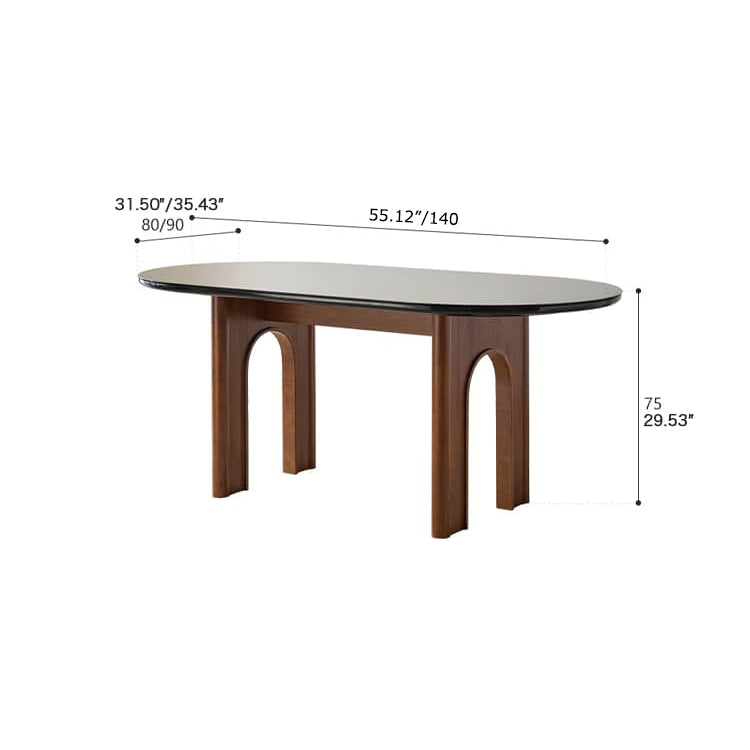 Elegant Oak Wood and Tempered Glass Table - Solid Wood Design fld-2755