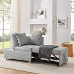 Convertible Sleeper Sofa Chair Adjustable Backrest Recliner with Pullout Sofa Bed with Wheels, Modern Linen Fabric for Living Room for Tight Spaces, Grey W1413P227515-djyc