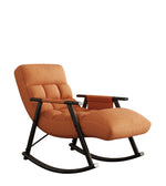 Casual folding rocking chair upholstered, lounge rocking chair adjustable high back and foot rest,side pockets placed in living room bedroom balcony W1669P163324-djyc