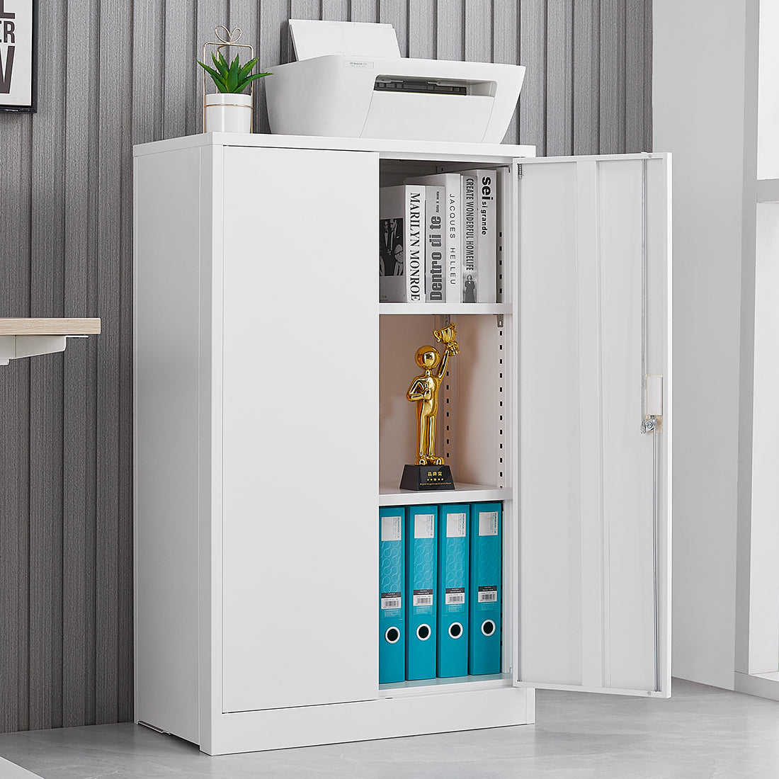 Metal Storage Cabinet with Locking Doors and Adjustable Shelf, Folding Filing Storage Cabinet , Folding Storage Locker Cabinet for Home Office,School,Garage, White W124757865-djyc