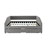 Queen Size Daybed with Two Drawers Trundle Upholstered Tufted Sofa Bed, Linen Fabric, Grey (88"x64.5"x34") W487S00167-djyc